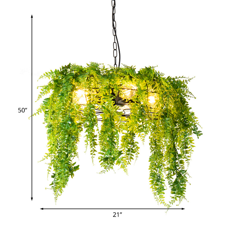 Metal Black Chandelier Lighting Wire Guard 3/5 Heads Industrial Plant Hanging Pendant Light for Restaurant Clearhalo 'Cast Iron' 'Ceiling Lights' 'Chandeliers' 'Industrial Chandeliers' 'Industrial' 'Metal' 'Middle Century Chandeliers' 'Rustic Chandeliers' 'Tiffany' Lighting' 1454758