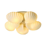 Contemporary 5-Light Ceiling Lamp Frosted White Glass Scallop Shell Semi Mount Lighting