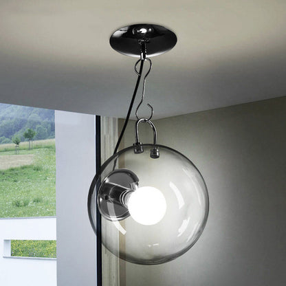 Small Globe Clear Glass Flushmount Minimalism Single Chrome Semi Flush Mount Ceiling Light Clear Clearhalo 'Ceiling Lights' 'Close To Ceiling Lights' 'Close to ceiling' 'Glass shade' 'Glass' 'Pendant Lights' 'Semi-flushmount' Lighting' 1454871