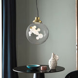 Minimalist Creative 1 Bulb Hanging Light Clear Glass Gold Long Cone/Globe Ceiling Pendant with Inner Bubble Decoration Clearhalo 'Ceiling Lights' 'Glass shade' 'Glass' 'Modern Pendants' 'Modern' 'Pendant Lights' 'Pendants' Lighting' 1454949