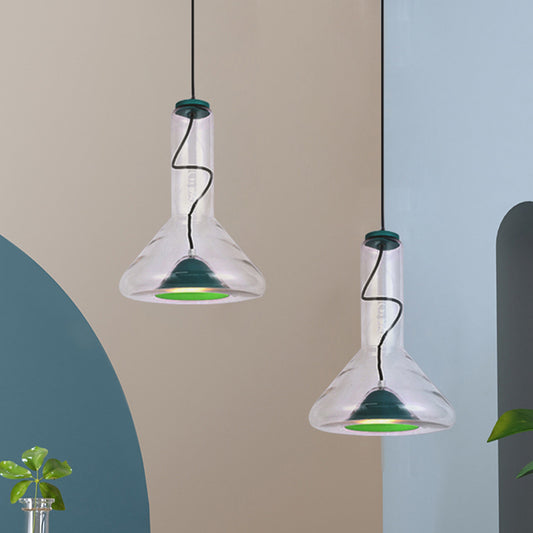 Blue/Rose Gold Conical Hanging Lamp Macaron Style Iron LED Pendant Ceiling Light with Extra Outer Funnel Shade Blue Clearhalo 'Ceiling Lights' 'Glass shade' 'Glass' 'Modern Pendants' 'Modern' 'Pendant Lights' 'Pendants' Lighting' 1454967