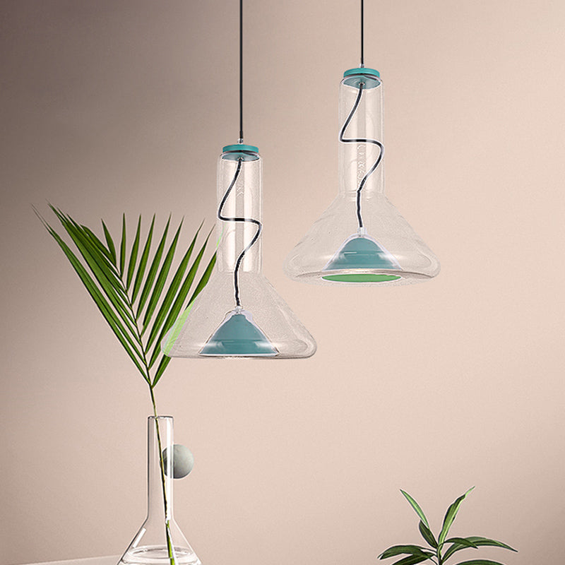 Blue/Rose Gold Conical Hanging Lamp Macaron Style Iron LED Pendant Ceiling Light with Extra Outer Funnel Shade Clearhalo 'Ceiling Lights' 'Glass shade' 'Glass' 'Modern Pendants' 'Modern' 'Pendant Lights' 'Pendants' Lighting' 1454968