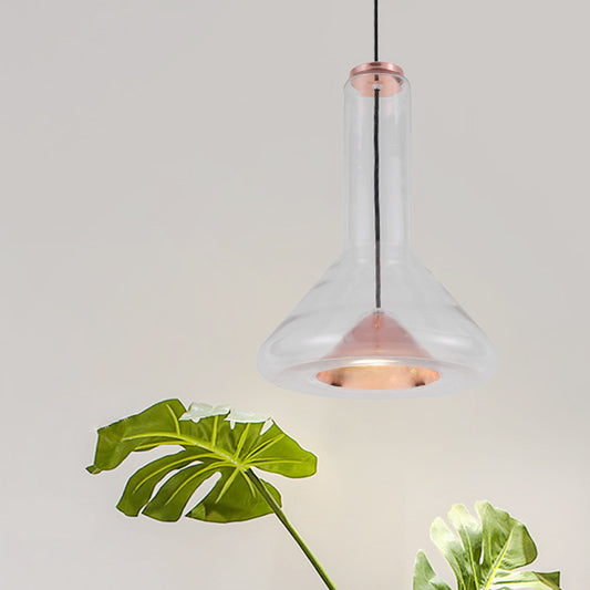 Blue/Rose Gold Conical Hanging Lamp Macaron Style Iron LED Pendant Ceiling Light with Extra Outer Funnel Shade Rose Gold Clearhalo 'Ceiling Lights' 'Glass shade' 'Glass' 'Modern Pendants' 'Modern' 'Pendant Lights' 'Pendants' Lighting' 1454972