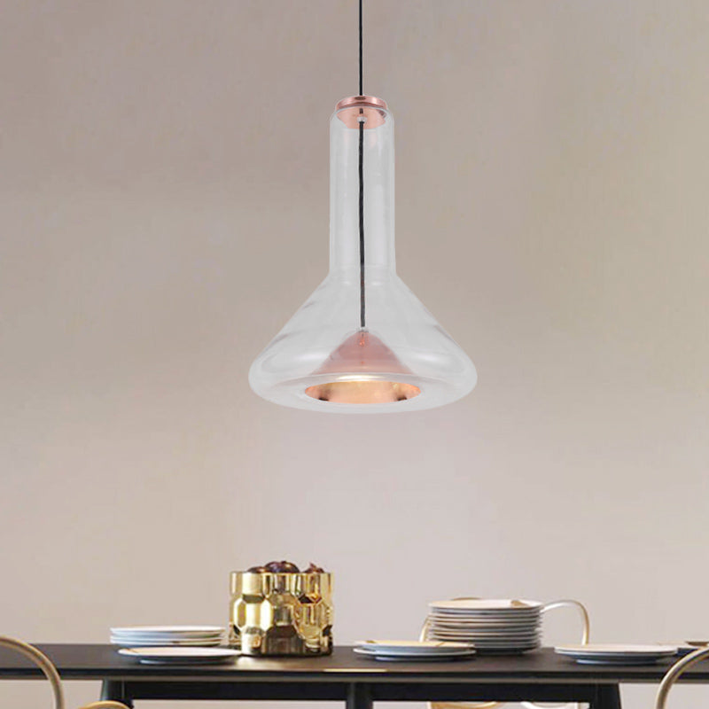 Blue/Rose Gold Conical Hanging Lamp Macaron Style Iron LED Pendant Ceiling Light with Extra Outer Funnel Shade Clearhalo 'Ceiling Lights' 'Glass shade' 'Glass' 'Modern Pendants' 'Modern' 'Pendant Lights' 'Pendants' Lighting' 1454974