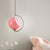 Hemispherical Hanging Light Kit Macaron Pink Hand Blown Glass 1 Head Bedside Drop Pendant with Curved Arm Pink Clearhalo 'Ceiling Lights' 'Modern Pendants' 'Modern' 'Pendant Lights' 'Pendants' Lighting' 1455005