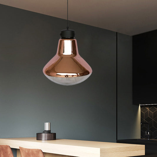 Droplet Ceiling Pendant Light Modernist Copper Mirrored Glass 1-Light Dining Room Suspension Lamp Clearhalo 'Ceiling Lights' 'Chandeliers' 'Glass shade' 'Glass' 'Modern Pendants' 'Modern' 'Pendant Lights' 'Pendants' Lighting' 1455075