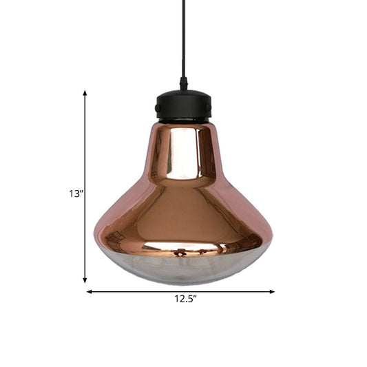 Droplet Ceiling Pendant Light Modernist Copper Mirrored Glass 1-Light Dining Room Suspension Lamp Clearhalo 'Ceiling Lights' 'Chandeliers' 'Glass shade' 'Glass' 'Modern Pendants' 'Modern' 'Pendant Lights' 'Pendants' Lighting' 1455077