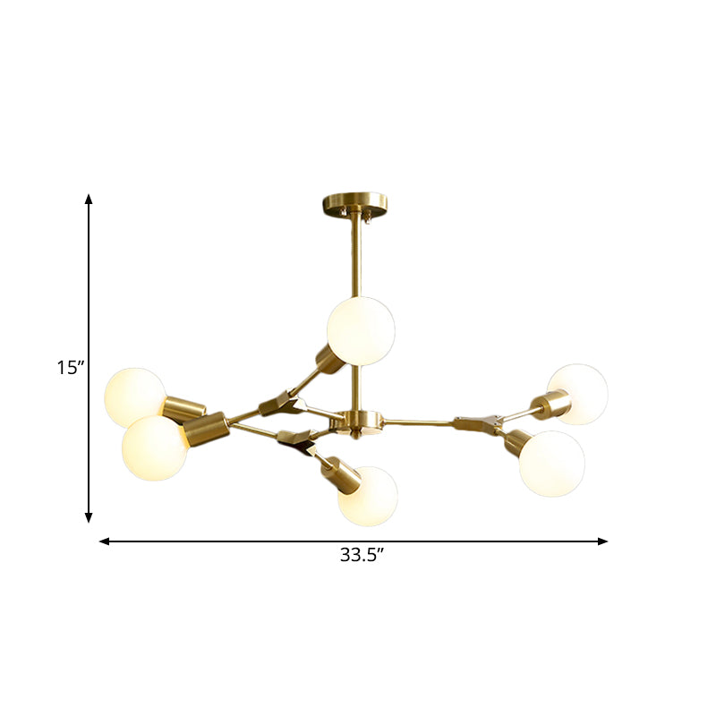 Brass Branched Rotatable Semi Flush Mount Modernism 6 Heads Metal Ceiling Light with Open Bulb Design Clearhalo 'Ceiling Lights' 'Close To Ceiling Lights' 'Close to ceiling' 'Semi-flushmount' Lighting' 1455106