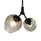 Black/Gold Bifurcated Chandelier Modernist 2 Lights Blown Open Dimpled Glass Suspension Pendant Clearhalo 'Ceiling Lights' 'Chandeliers' 'Close To Ceiling Lights' 'Glass shade' 'Glass' 'Modern Chandeliers' 'Modern' Lighting' 1455137