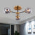 Postmodern Radial Smoke Glass Semi Flush 3/6 Heads Flush Mount Ceiling Chandelier in Brass and Black 3 Smoke Gray Clearhalo 'Ceiling Lights' 'Close To Ceiling Lights' 'Close to ceiling' 'Glass shade' 'Glass' 'Pendant Lights' 'Semi-flushmount' Lighting' 1455138