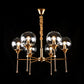 Brass Burst Style Suspension Lamp Retro 6 Heads Clear Glass Chandelier over Dining Table Clearhalo 'Ceiling Lights' 'Chandeliers' 'Clear' 'Industrial' 'Modern Chandeliers' 'Modern' 'Tiffany' 'Traditional Chandeliers' Lighting' 1455181