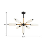 Wooden Bursting Chandelier Light Nordic 7-Light Black Ceiling Suspension Lamp with Cylinder Matte Glass Lampshade Clearhalo 'Carpenter Chandeliers' 'Ceiling Lights' 'Chandeliers' 'Industrial' 'Modern Chandeliers' 'Modern' Lighting' 1455192