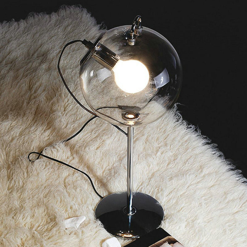 Minimalism Sphere Table Light Clear Glass 1 Bulb Sitting Room Night Lamp in Chrome Clear Clearhalo 'Lamps' 'Table Lamps' Lighting' 1455237