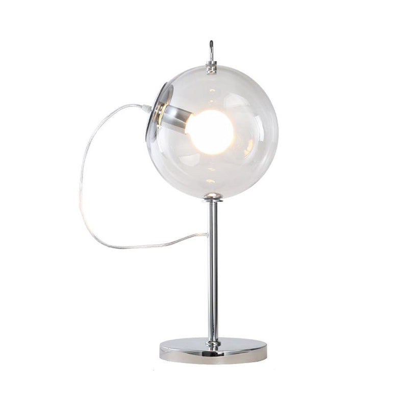 Minimalism Sphere Table Light Clear Glass 1 Bulb Sitting Room Night Lamp in Chrome Clearhalo 'Lamps' 'Table Lamps' Lighting' 1455240