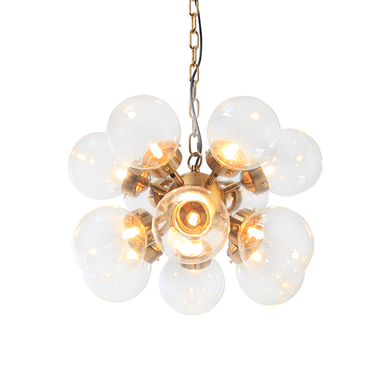 Sputnik Dinette Hanging Chandelier Clear Glass 12 Bulbs Contemporary Ceiling Suspension Lamp in Gold Clearhalo 'Ceiling Lights' 'Chandeliers' 'Clear' 'Industrial' 'Modern Chandeliers' 'Modern' 'Tiffany' 'Traditional Chandeliers' Lighting' 1455250