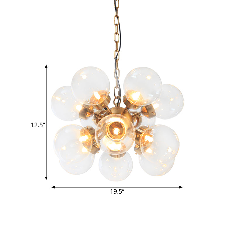 Sputnik Dinette Hanging Chandelier Clear Glass 12 Bulbs Contemporary Ceiling Suspension Lamp in Gold Clearhalo 'Ceiling Lights' 'Chandeliers' 'Clear' 'Industrial' 'Modern Chandeliers' 'Modern' 'Tiffany' 'Traditional Chandeliers' Lighting' 1455251