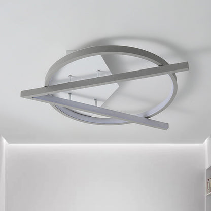 16.5"/20.5" W Hotel LED Flush Light Simplicity Grey Ceiling Mount Lamp with V-O Acrylic Frame, Warm/White Light Grey Clearhalo 'Ceiling Lights' 'Close To Ceiling Lights' 'Close to ceiling' 'Flush mount' Lighting' 1455321