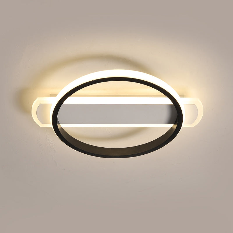 Black Round/Square-Oblong Ceiling Flush Simple Acrylic LED Flush Mounted Lighting in Warm/White Light - Clearhalo - 'Ceiling Lights' - 'Close To Ceiling Lights' - 'Close to ceiling' - 'Flush mount' - Lighting' - 1455334