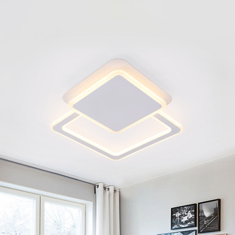Round/Square Living Room Flushmount Acrylic Simplicity LED Ceiling Flush Light Fixture in White with Frame Clearhalo 'Ceiling Lights' 'Close To Ceiling Lights' 'Close to ceiling' 'Flush mount' Lighting' 1455429