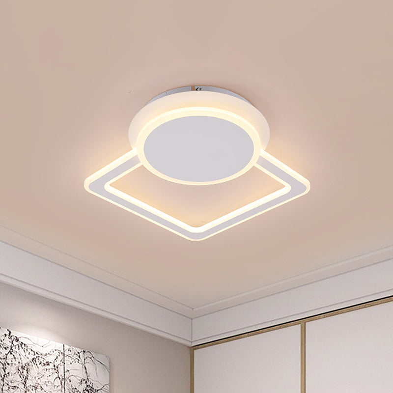 Round/Square Living Room Flushmount Acrylic Simplicity LED Ceiling Flush Light Fixture in White with Frame Clearhalo 'Ceiling Lights' 'Close To Ceiling Lights' 'Close to ceiling' 'Flush mount' Lighting' 1455434