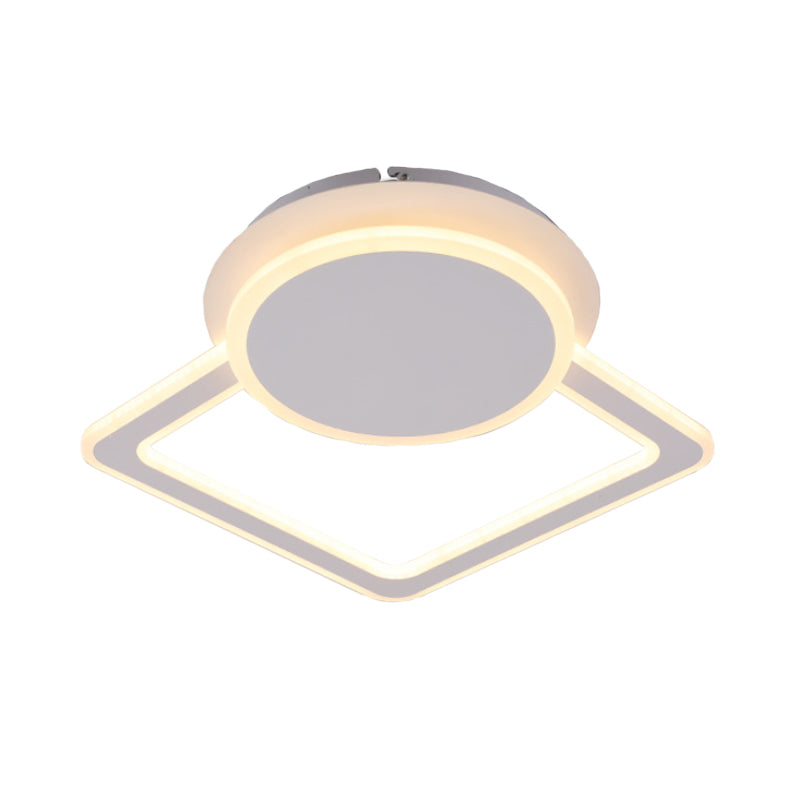 Round/Square Living Room Flushmount Acrylic Simplicity LED Ceiling Flush Light Fixture in White with Frame Clearhalo 'Ceiling Lights' 'Close To Ceiling Lights' 'Close to ceiling' 'Flush mount' Lighting' 1455436