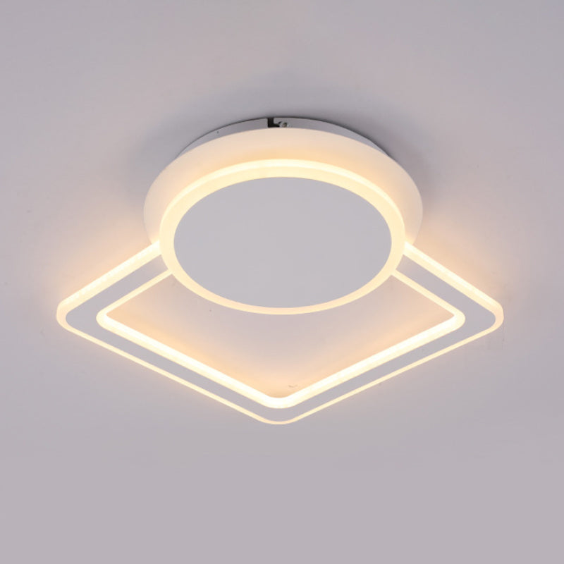 Round/Square Living Room Flushmount Acrylic Simplicity LED Ceiling Flush Light Fixture in White with Frame Clearhalo 'Ceiling Lights' 'Close To Ceiling Lights' 'Close to ceiling' 'Flush mount' Lighting' 1455437