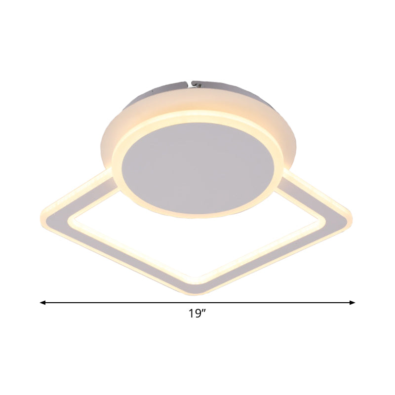 Round/Square Living Room Flushmount Acrylic Simplicity LED Ceiling Flush Light Fixture in White with Frame Clearhalo 'Ceiling Lights' 'Close To Ceiling Lights' 'Close to ceiling' 'Flush mount' Lighting' 1455438
