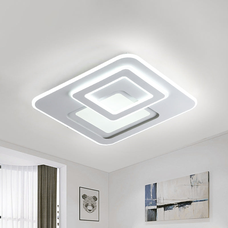 Acrylic Thin Tiered Square Flushmount Modern Creative White LED Close to Ceiling Light in Warm/White Light Clearhalo 'Ceiling Lights' 'Close To Ceiling Lights' 'Close to ceiling' 'Flush mount' Lighting' 1455449