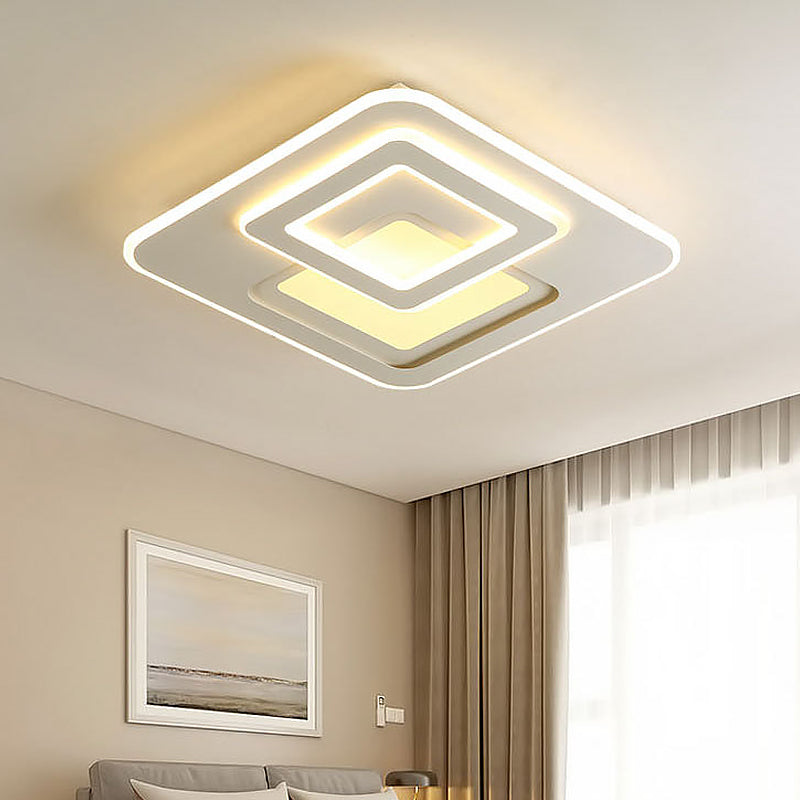 Acrylic Thin Tiered Square Flushmount Modern Creative White LED Close to Ceiling Light in Warm/White Light Clearhalo 'Ceiling Lights' 'Close To Ceiling Lights' 'Close to ceiling' 'Flush mount' Lighting' 1455451
