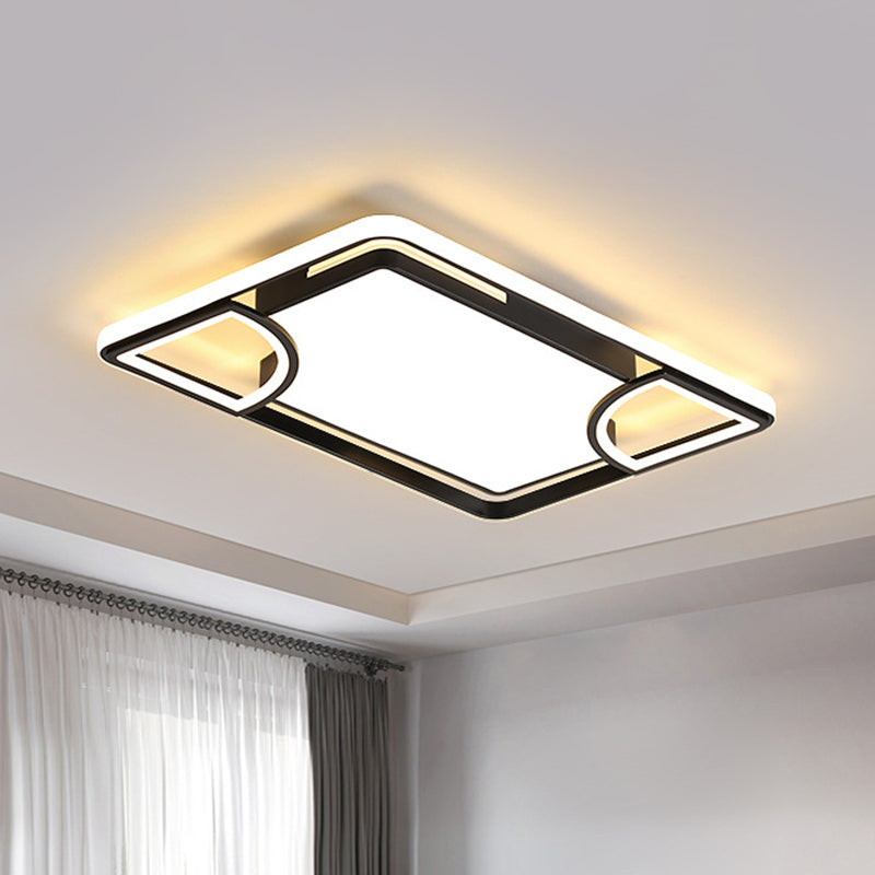 Black Thin Rectangle Ceiling Flush Modern Acrylic LED Flushmount Lighting in Warm/White Light with Sector Cutouts Design - Clearhalo - 'Ceiling Lights' - 'Close To Ceiling Lights' - 'Close to ceiling' - 'Flush mount' - Lighting' - 1455487