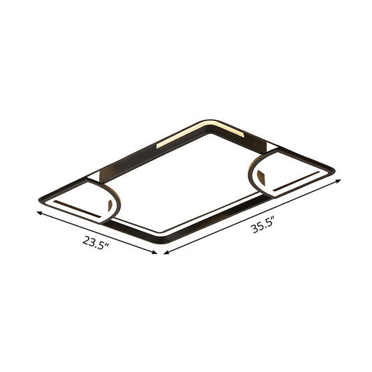 Black Thin Rectangle Ceiling Flush Modern Acrylic LED Flushmount Lighting in Warm/White Light with Sector Cutouts Design Clearhalo 'Ceiling Lights' 'Close To Ceiling Lights' 'Close to ceiling' 'Flush mount' Lighting' 1455491