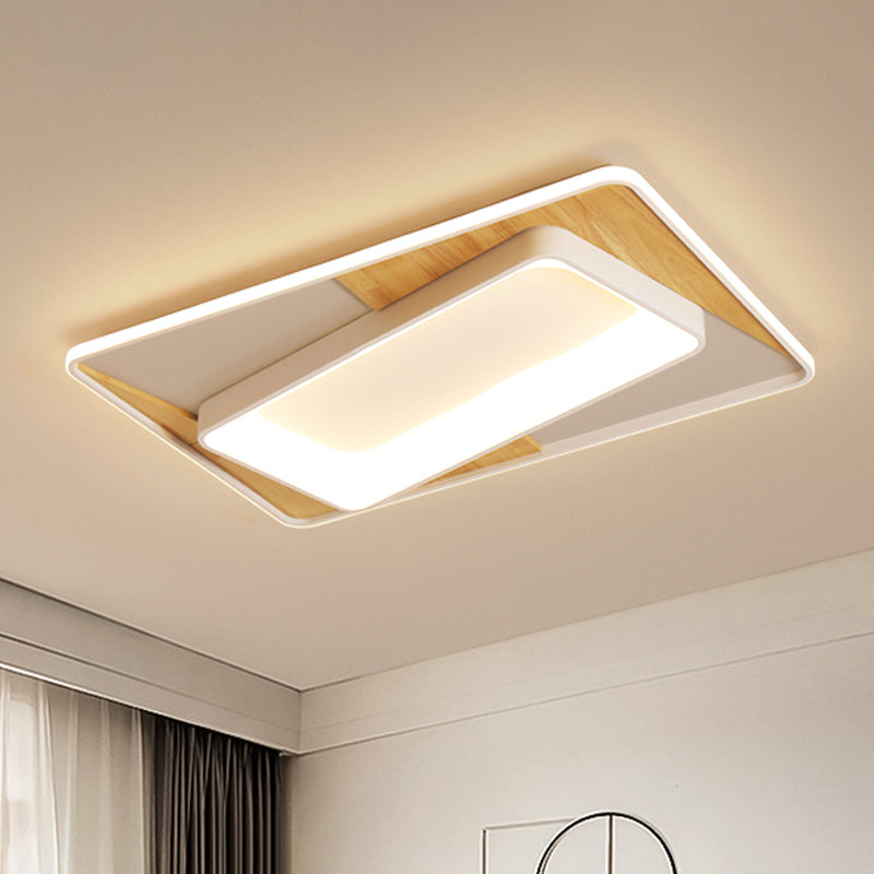 2 Tiers Splicing Acrylic Flush Light Nordic Style Wood-White LED Ceiling Mount Lamp in Warm/White Light Clearhalo 'Ceiling Lights' 'Close To Ceiling Lights' 'Close to ceiling' 'Flush mount' Lighting' 1455492