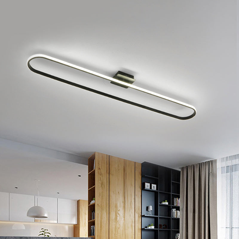 Outer Glow Oblong Acrylic LED Flushmount Minimalist Black Flush Ceiling Light in Warm/White/Natural Light for Doorway