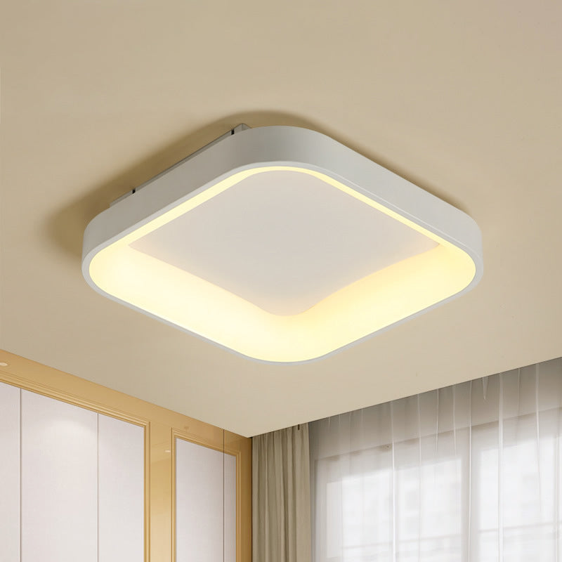Grey/White Squared Ring Ceiling Fixture Nordic Acrylic LED Flush Mount Recessed Lighting for Bedroom, 16"/19.5" W