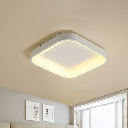 Grey/White Squared Ring Ceiling Fixture Nordic Acrylic LED Flush Mount Recessed Lighting for Bedroom, 16"/19.5" W White Clearhalo 'Ceiling Lights' 'Close To Ceiling Lights' 'Close to ceiling' 'Flush mount' Lighting' 1455519