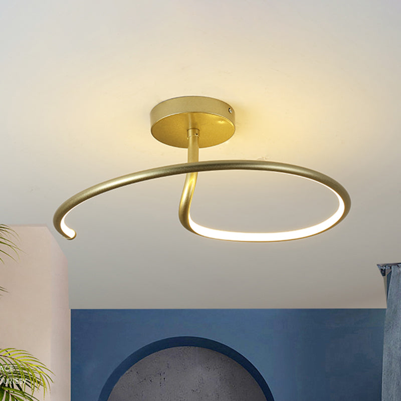 Curl Semi Mount Lighting Simplicity Acrylic Gold Finish 16"/19.5" Wide LED Ceiling Flush Light - Clearhalo - 'Ceiling Lights' - 'Close To Ceiling Lights' - 'Close to ceiling' - 'Semi-flushmount' - Lighting' - 1455522