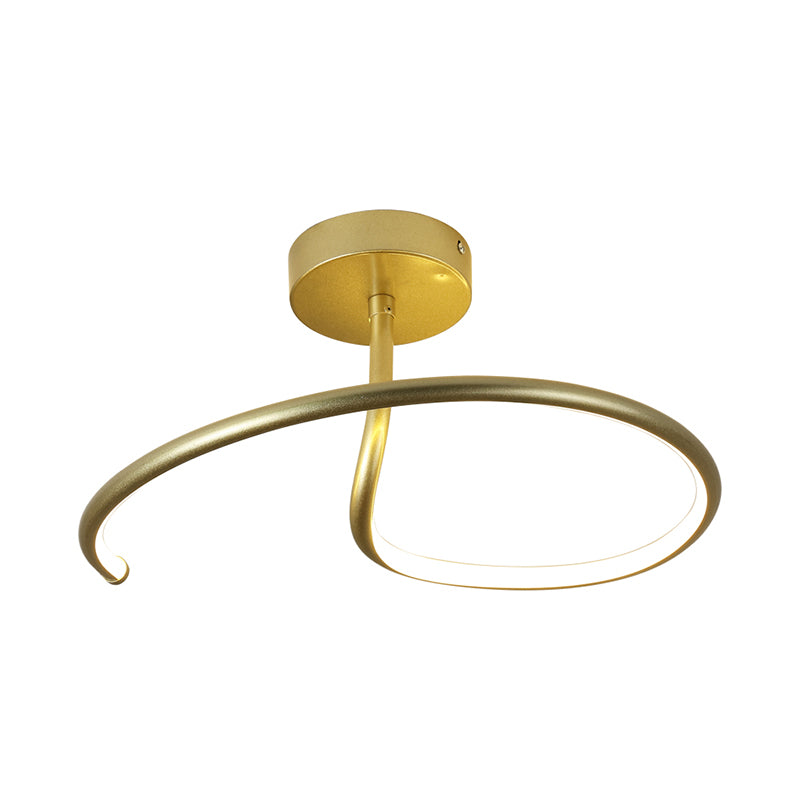 Curl Semi Mount Lighting Simplicity Acrylic Gold Finish 16"/19.5" Wide LED Ceiling Flush Light - Clearhalo - 'Ceiling Lights' - 'Close To Ceiling Lights' - 'Close to ceiling' - 'Semi-flushmount' - Lighting' - 1455524