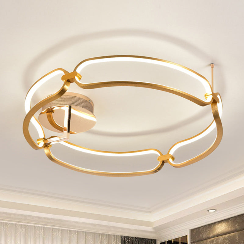 Modernist Bracelet Ceiling Flush Mount Aluminum Dining Room 18"/23.5" Wide LED Flush Light in Gold, Warm/White Light - Clearhalo - 'Ceiling Lights' - 'Close To Ceiling Lights' - 'Close to ceiling' - 'Flush mount' - Lighting' - 1455528