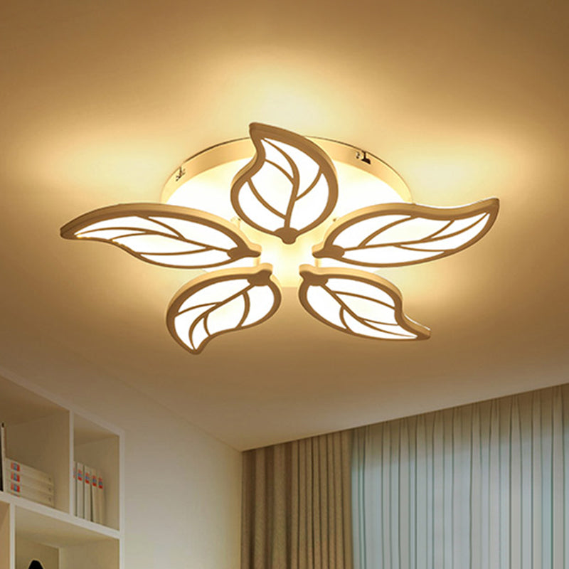 1/2-Tier Leaf Acrylic Flush Light Fixture Contemporary White LED Ceiling Lamp in Warm/White Light, 22"/27" Wide Clearhalo 'Ceiling Lights' 'Close To Ceiling Lights' 'Close to ceiling' 'Flush mount' Lighting' 1455534