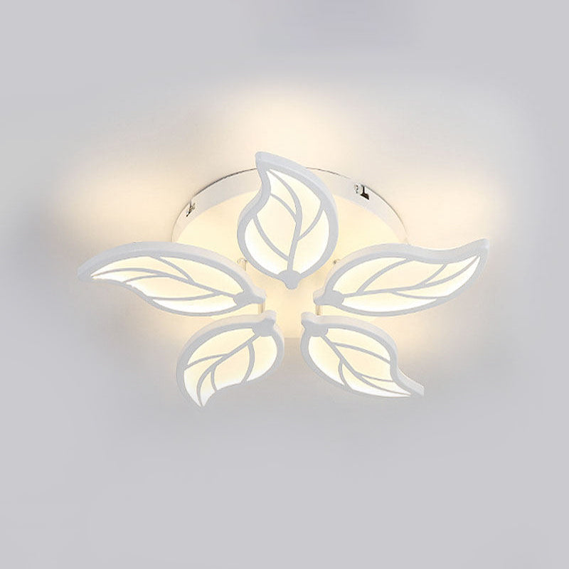 1/2-Tier Leaf Acrylic Flush Light Fixture Contemporary White LED Ceiling Lamp in Warm/White Light, 22"/27" Wide Clearhalo 'Ceiling Lights' 'Close To Ceiling Lights' 'Close to ceiling' 'Flush mount' Lighting' 1455537