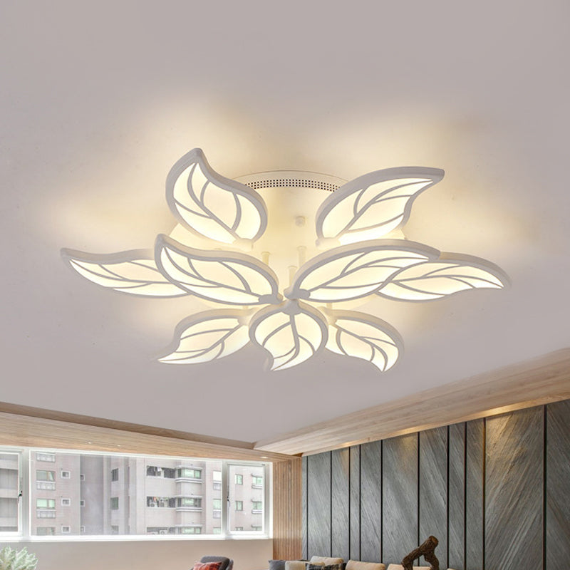 1/2-Tier Leaf Acrylic Flush Light Fixture Contemporary White LED Ceiling Lamp in Warm/White Light, 22"/27" Wide Clearhalo 'Ceiling Lights' 'Close To Ceiling Lights' 'Close to ceiling' 'Flush mount' Lighting' 1455539