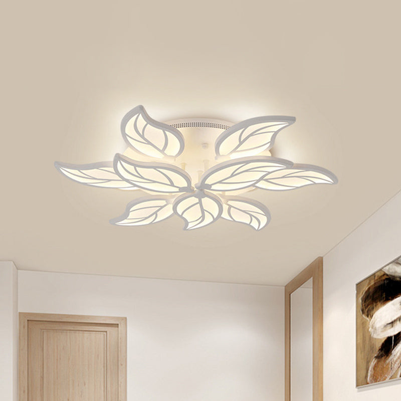 1/2-Tier Leaf Acrylic Flush Light Fixture Contemporary White LED Ceiling Lamp in Warm/White Light, 22"/27" Wide White 27" Clearhalo 'Ceiling Lights' 'Close To Ceiling Lights' 'Close to ceiling' 'Flush mount' Lighting' 1455540