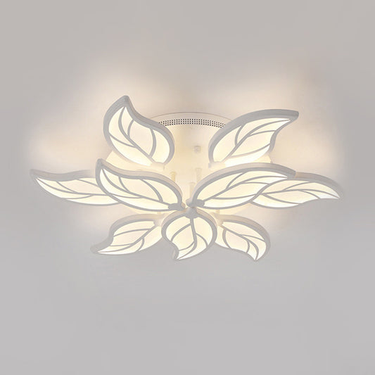 1/2-Tier Leaf Acrylic Flush Light Fixture Contemporary White LED Ceiling Lamp in Warm/White Light, 22"/27" Wide Clearhalo 'Ceiling Lights' 'Close To Ceiling Lights' 'Close to ceiling' 'Flush mount' Lighting' 1455542