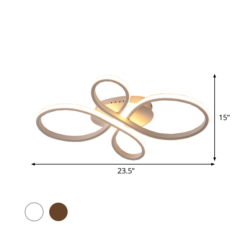 Bedroom LED Ceiling Mounted Light Minimalist White/Coffee Flush Mount with Petals Acrylic Frame, Warm/White/Natural Light Clearhalo 'Ceiling Lights' 'Close To Ceiling Lights' 'Close to ceiling' 'Flush mount' Lighting' 1455548