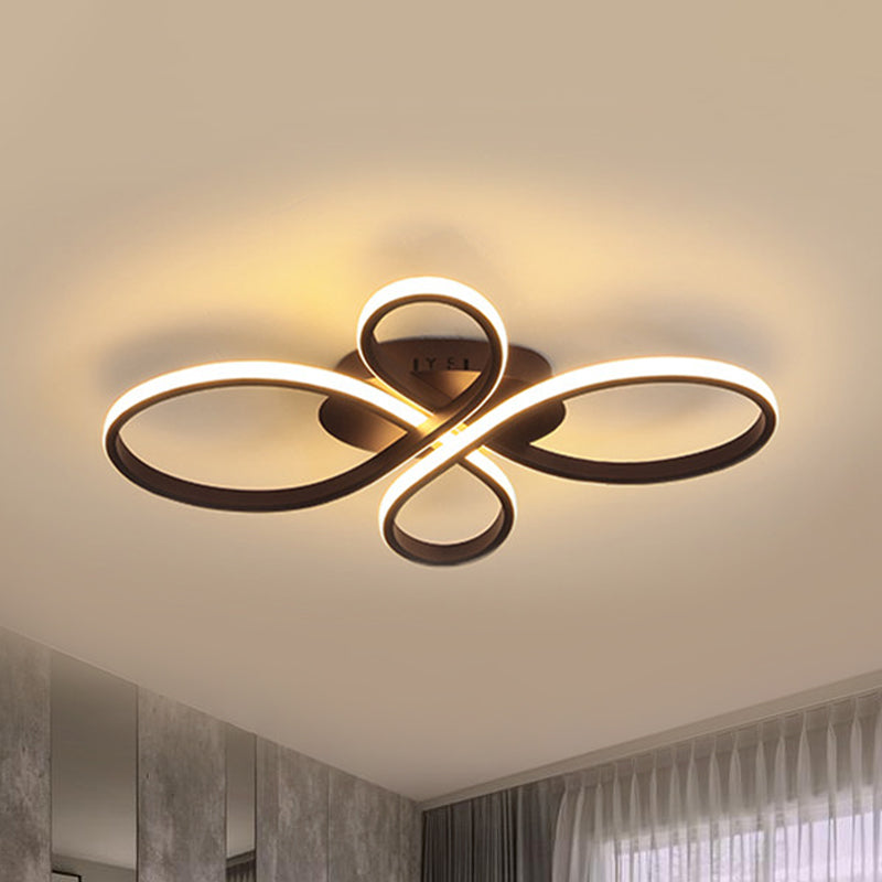 Bedroom LED Ceiling Mounted Light Minimalist White/Coffee Flush Mount with Petals Acrylic Frame, Warm/White/Natural Light Clearhalo 'Ceiling Lights' 'Close To Ceiling Lights' 'Close to ceiling' 'Flush mount' Lighting' 1455549