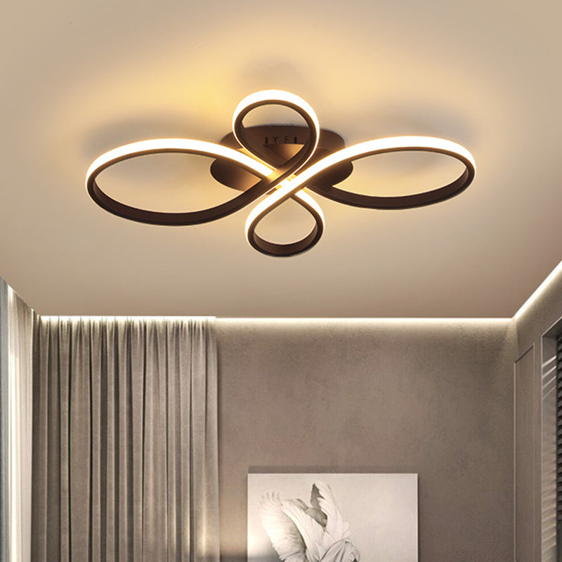 Bedroom LED Ceiling Mounted Light Minimalist White/Coffee Flush Mount with Petals Acrylic Frame, Warm/White/Natural Light Coffee Clearhalo 'Ceiling Lights' 'Close To Ceiling Lights' 'Close to ceiling' 'Flush mount' Lighting' 1455550