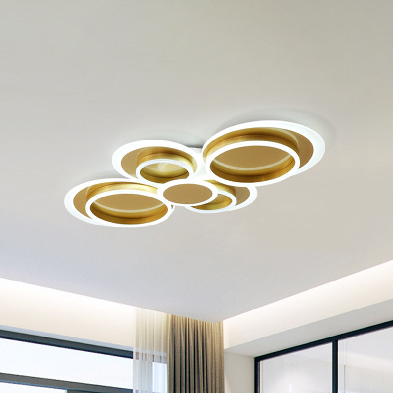 Mid-Century Ripplet Iron Ceiling Lighting LED Flush Mount Fixture in Gold for Parlor, Warm/White Light Gold Clearhalo 'Ceiling Lights' 'Close To Ceiling Lights' 'Close to ceiling' 'Flush mount' Lighting' 1455554