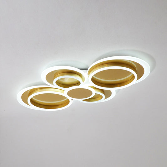 Mid-Century Ripplet Iron Ceiling Lighting LED Flush Mount Fixture in Gold for Parlor, Warm/White Light Clearhalo 'Ceiling Lights' 'Close To Ceiling Lights' 'Close to ceiling' 'Flush mount' Lighting' 1455556