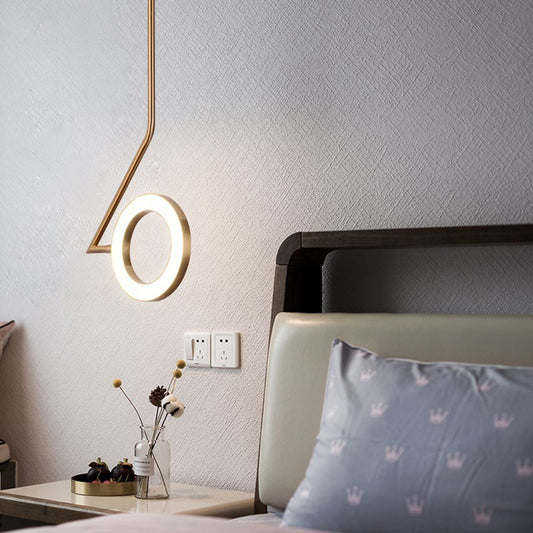 Rotatable Gold Loop Drop Pendant Simple Stylish Iron LED Hanging Light Kit with Zigzag Shaped Arm Clearhalo 'Ceiling Lights' 'Modern Pendants' 'Modern' 'Pendant Lights' 'Pendants' Lighting' 1455565