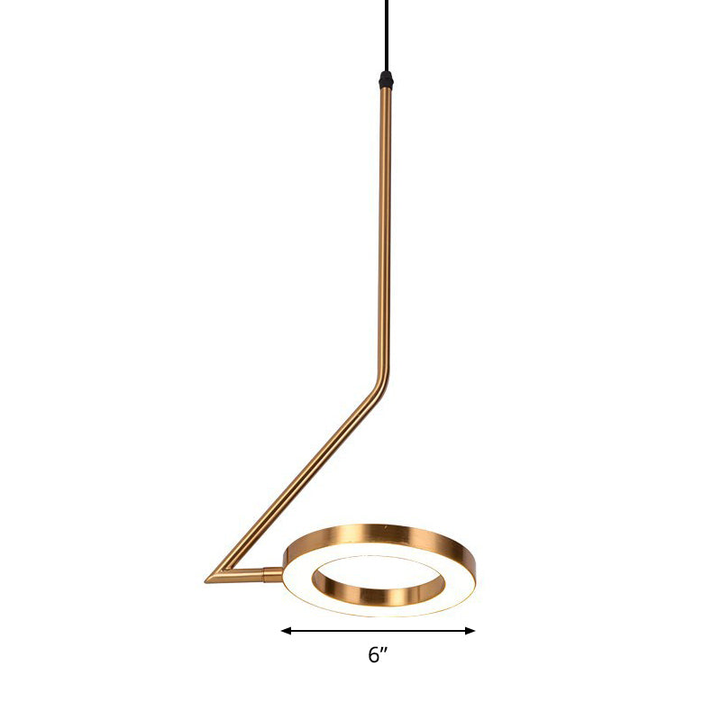 Rotatable Gold Loop Drop Pendant Simple Stylish Iron LED Hanging Light Kit with Zigzag Shaped Arm Clearhalo 'Ceiling Lights' 'Modern Pendants' 'Modern' 'Pendant Lights' 'Pendants' Lighting' 1455567
